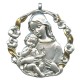 Médaille en étain de la mère et de l'enfant, Plaqué Argent et Or cm.6.5