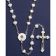 Rosaire de pierre de lune pour la communion avec petits coeurs blancs 6mm