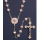 Rosaire de la pierre de lune pour la communion avec de petits coeurs roses 6mm