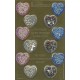 Pantalla con 12 piezas de los rosarios de Comunión surtidos en rectángulos del corazón