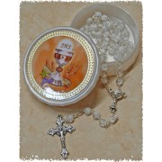 White Communion Rosary with Communion Rosary Box