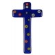Blue Murano Glass Cross with Murrine cm.16- 6 1/4"
