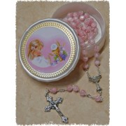 Pink Communion Rosary with Communion Rosary Box