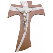 Brown Wood with Silver Murano Inlay Crucifix cm.21 - 8 1/4"