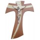 Brown Wood with Gold Murano Inlay Crucifix cm.20- 8"