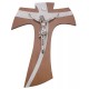 Brown Wood with Silver Murano Inlay Crucifix cm.20 - 8"
