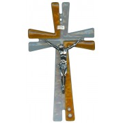 Murano Glass Cross Red with Dove cm.16- 6 1/4"