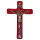 Crucifix en verre de Murano en rouge cm.6.5x10.5 - 2 1/2 "x 4"