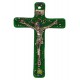 Crucifix en verre de Murano en vert cm.6.5x10.5 - 2 1/2 "x 4"