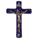 Crucifix en verre murano en bleu de cobalt cm.6.5x10.5 - 2 1/2 "x 4"
