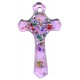 Cruz hecha de cristal de Murano en color rosa cm.5 - 2"