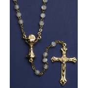 Communion Rosary Imitation Mother of Pearl Rosary Gold Plated Simple Link 3mm