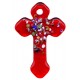 Cruz hecha de cristal de murano en rojo cm.4- 1 3/4"