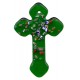 Cruz hecha de cristal de murano en esmeralda cm.4- 1 3/4"