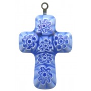 Murano Venetian Glass Cross Hand Made Sapphire cm.3- 1 1/4"