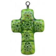 Murano Venetian Glass Cross Hand Made Green cm.3- 1 1/4"