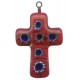 Cruz murano hecho a mano de cristal veneciano en rojo cm.3- 1 1/4"