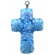 Cruz murano hecho a mano de cristal veneciano en el aqua del color cm.3- 1 1/4"