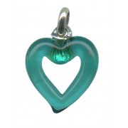 Murano Venetian Glass Cross Hand Made Heart Emerald