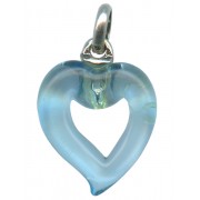 Murano Venetian Glass Cross Hand Made Heart Aqua