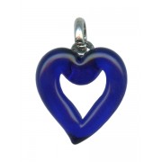 Murano Venetian Glass Cross Hand Made Heart Cobalt