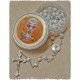 Communion Moonstone Rosary Little Hearts Aurora Borealis Simple Link 6mm White with Communion Rosary Box