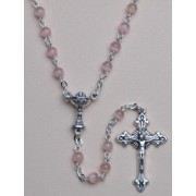 Communion Moonstone Rosary Simple Link 4mm Pink
