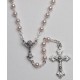 Chapelet de haute qualité pour la communion avec des perles d'imitation de perles en rose et calice