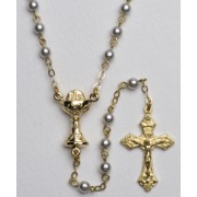 High Quality Imitation Pearl Rosary Chalice Gold Plated Simple Link 4mm Blue