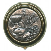 Communion Metal Gold Plated Pyx with Pewter Picture mm.50- 2"