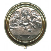 Last Supper Metal Gold Plated Pyx with Pewter Picture mm.50- 2"