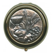 Communion Metal Gold Plated Pyx with Pewter Picture mm.60- 2 1/2"