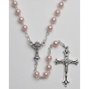 High Quality Imitation Pearl Rosary Simple Link 5mm and Chalice Pink