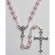 Chapelet de haute qualité pour la communion avec des perles d'imitation de perles en rose et calice