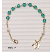 Gold Plated Rosary Bracelet Emerald