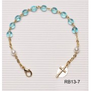 Gold Plated Rosary Bracelet Aqua
