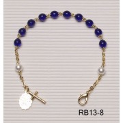 Gold Plated Rosary Bracelet Cobalt