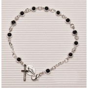 Rosary Bracelet Silver Plated Black