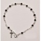 Rosary Bracelet Silver Plated Black