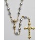 Rosario de alta calidad para la comunión chapado en oro con perlas de imitación de la perla en azul y el cáliz