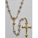 Chapelet de haute qualité pour la communion plaqué or avec des perles d'imitation de perles en rose et calice
