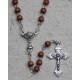 Rosaire pour la communion avec bois naturel perles rondes et un calice
