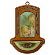 Guardian Angel with Baby Brown Water Font cm.9x13 - 3 1/2"x5"