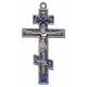 Croix avec métal oxydé orthodoxe et émail bleu cm.8.5 - 3 1/2"