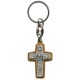 Good Shepherd/ Pope Francis Oxidized Crucifix with Olive Wood Keychain cm.5 - 2"