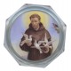 Caja del rosario octogonal claro con la imagen san Francisco cm.5.4 - 2 1/8 "