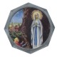 Caja del rosario octogonal claro con la imagen de Lourdes cm.5.4 - 2 1/8 "