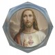Rosario caja octagonal claro con la imagen del Sagrado Corazón de Jesús cm.5.4 - 2 1/8"