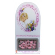 French Girl Communion Set cm.12x6 - 4 3/4"x2 1/4" with Rosary Pink 5mm