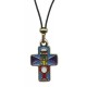 Blue Communion Cross Pendent with Cord Necklace mm.32 - 1 1/4"